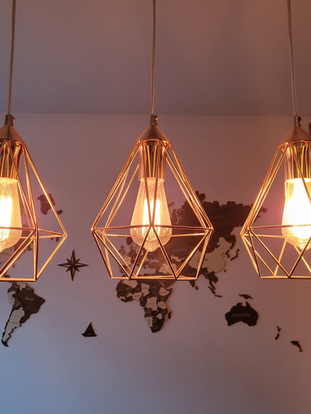 Geometric Metal Pendant Light in Copper by